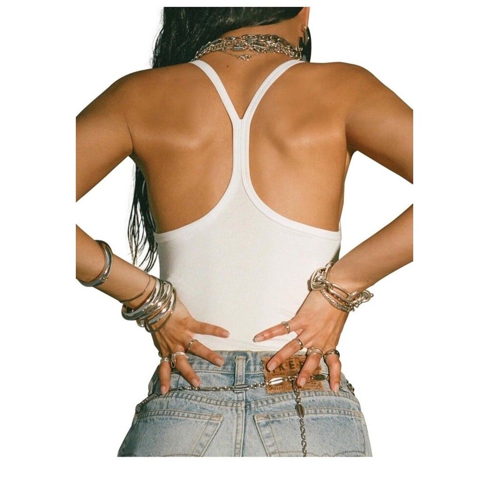 Workout Tops Tank Tops Basic Cute Summer Slim Fit Yoga Gym Ribbed Large White